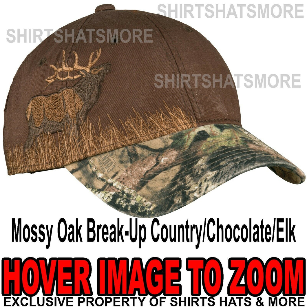 Embroidered Camo Cap Hunting Hat Mossy Oak Break-Up Country/Chocolate/Elk NEW