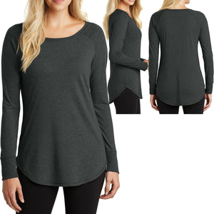 Ladies Long Sleeve T-Shirt XS-XL 2X 3X 4X Longer Length Curved Hem Womens Tunic