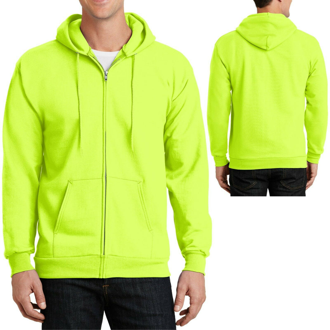 Mens Tall Safety Colors FULL ZIP Hoodie Hooded Sweatshirt LT XLT 2XLT 3XLT 4XLT