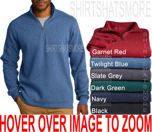 Mens 1/4 Zip Pullover Sweater Quality Cotton/Poly Open Bottom Hem S-2XL 3XL 4XL