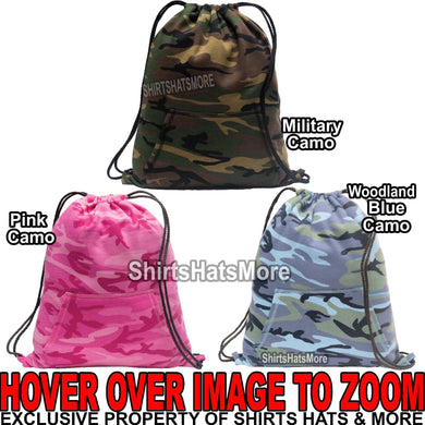 CAMO Cinch Sack SWEATSHIRT MATERIAL Drawstring Gym Tote Locker Bag Back Pack