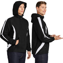 Load image into Gallery viewer, Mens 1/2 Zip Pullover Hood Jacket Colorblock Windbreaker Black/White Size 3XL