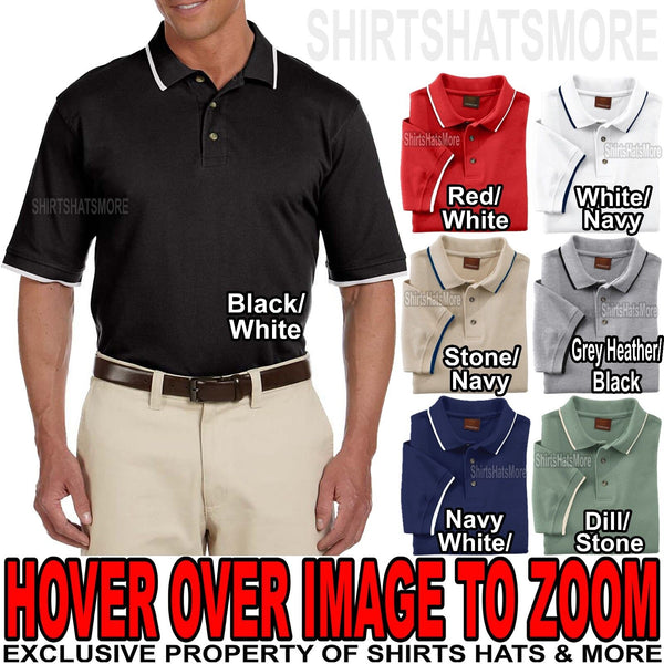 Mens 100% Preshrunk Cotton TIPPED Collar & Cuff Polo Shirt S-XL 2XL, 3XL, 4XL