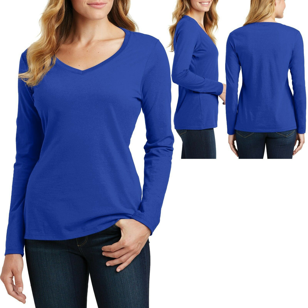 Ladies Plus Size Long Sleeve V-Neck T Shirt Cotton Womens Top Tee XL, 2X, 3X, 4X