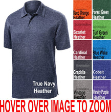 Load image into Gallery viewer, Mens HEATHERED Moisture Wick Polo Shirt Dri Fit  XS, S, M, L, XL, 2X, 3X, 4X