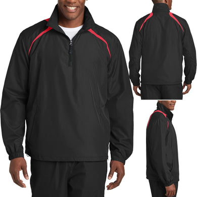 Mens 1/2 Zip Pullover Windshirt Jacket Pockets Golf S, M, L, XL, 2XL, 3XL, 4XL