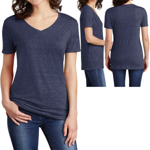Ladies Plus Size Snow Heather V-Neck T-Shirt Poly/Cotton Womens XL, 2XL, 3XL