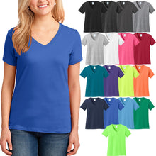 Load image into Gallery viewer, Ladies Plus Size V-Neck T-Shirt Womens Cotton Top 2XL, 3XL, 4XL Many Colors NEW