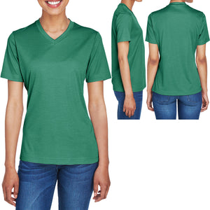 Ladies Plus Size Moisture Wicking T-Shirt Heather V-Neck Womens Tee XL, 2XL, 3XL
