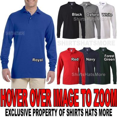 Mens LONG SLEEVE Polo Jerzees Poly/Cotton with SPOTSHIELD S, M, L, XL, 2XL NEW