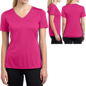 Ladies Moisture Wicking T-Shirt V-Neck Dry Fit Womens Tee Top XS-4XL NEW