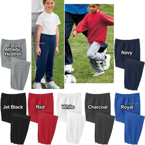Youth Elastic Bottom Sweatpants  XS, S, M, L, XL Childrens Boys Girls Kids NEW