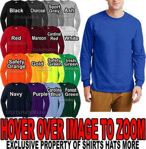 Gildan BIG MENS  LONG SLEEVE T-Shirt Preshrunk Cotton XL, 2XL, 3XL, 4XL NEW
