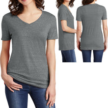 Load image into Gallery viewer, Ladies Plus Size Snow Heather V-Neck T-Shirt Poly/Cotton Womens XL, 2XL, 3XL