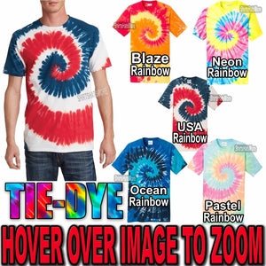 Tie Dye Mens T-Shirt Blank Tye Dyed Tee Spiral S, M, L, XL, 2X, 3X, 4X NEW