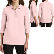 Load image into Gallery viewer, Ladies 3/4 Sleeve Polo Shirt Poly/Cotton Blend Easy Care S-XL 2XL, 3XL, 4XL NEW