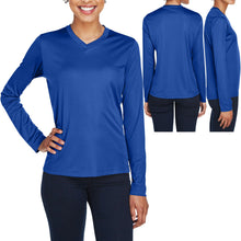 Load image into Gallery viewer, Ladies Plus Size Long Sleeve T-Shirt Moisture Wicking V-Neck Womens XL, 2X, 3X