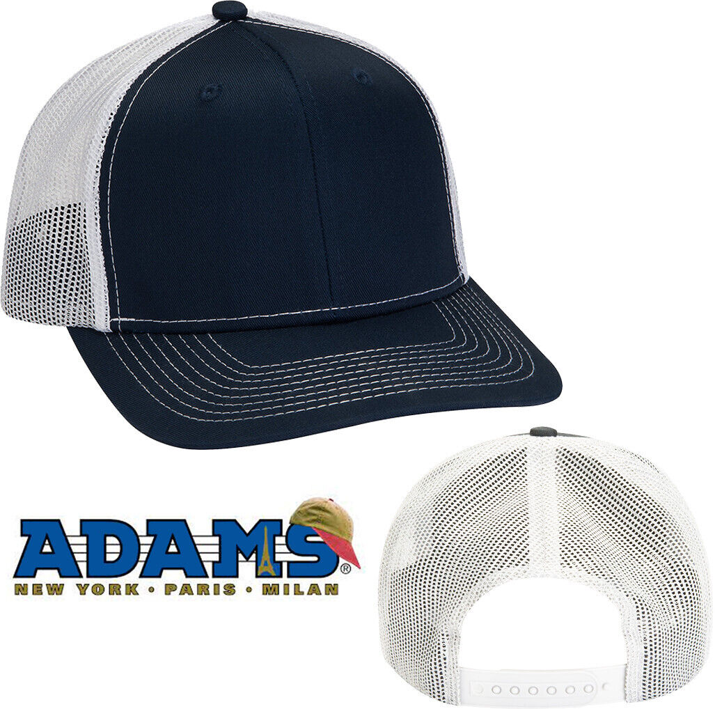 Adams Adult Performance Mesh Back Cap With Contrast Stitch Navy/White NEW!