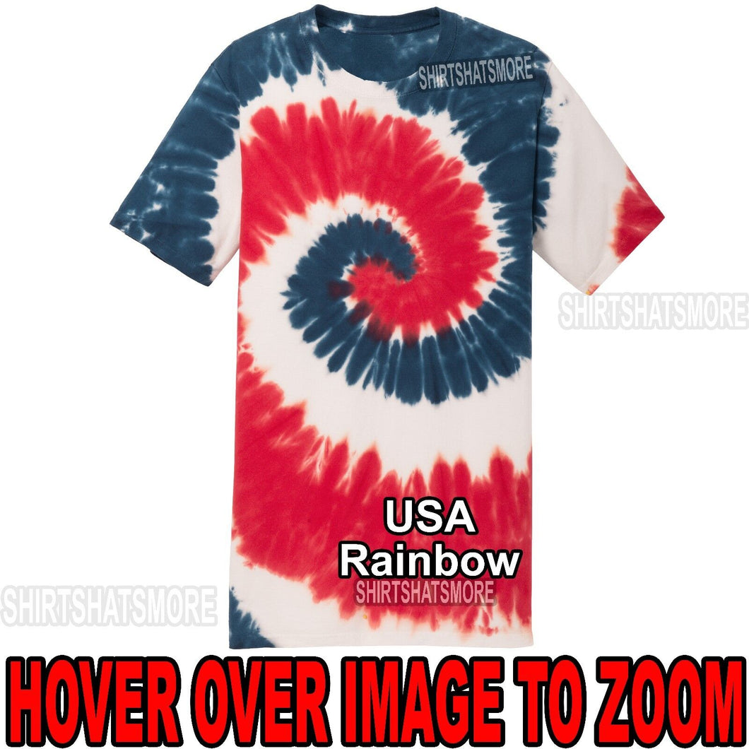 Mens Tie Dye T-Shirt USA Rainbow Spiral Design S-XL 2XL 3XL 4XL Tye Died NEW