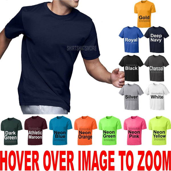 Mens Athletic T-Shirt Force Exercise Running Moisture Wicking XS-XL, 2X, 3X, 4X