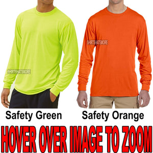 Mens Safety Long Sleeve T-Shirt Moisture Wicking FEELS LIKE COTTON S-XL, 2X, 3X