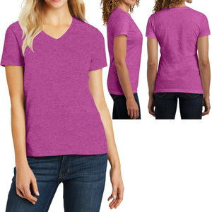 Ladies Plus Size V-Neck T-Shirt Lightweight Womens Top With Heathers XL 2X 3X 4X