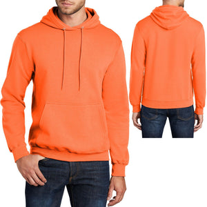 Mens Pullover NEON ORANGE Hoodie Adult Sizes S-4XL Hooded Sweatshirt Hoody NEW