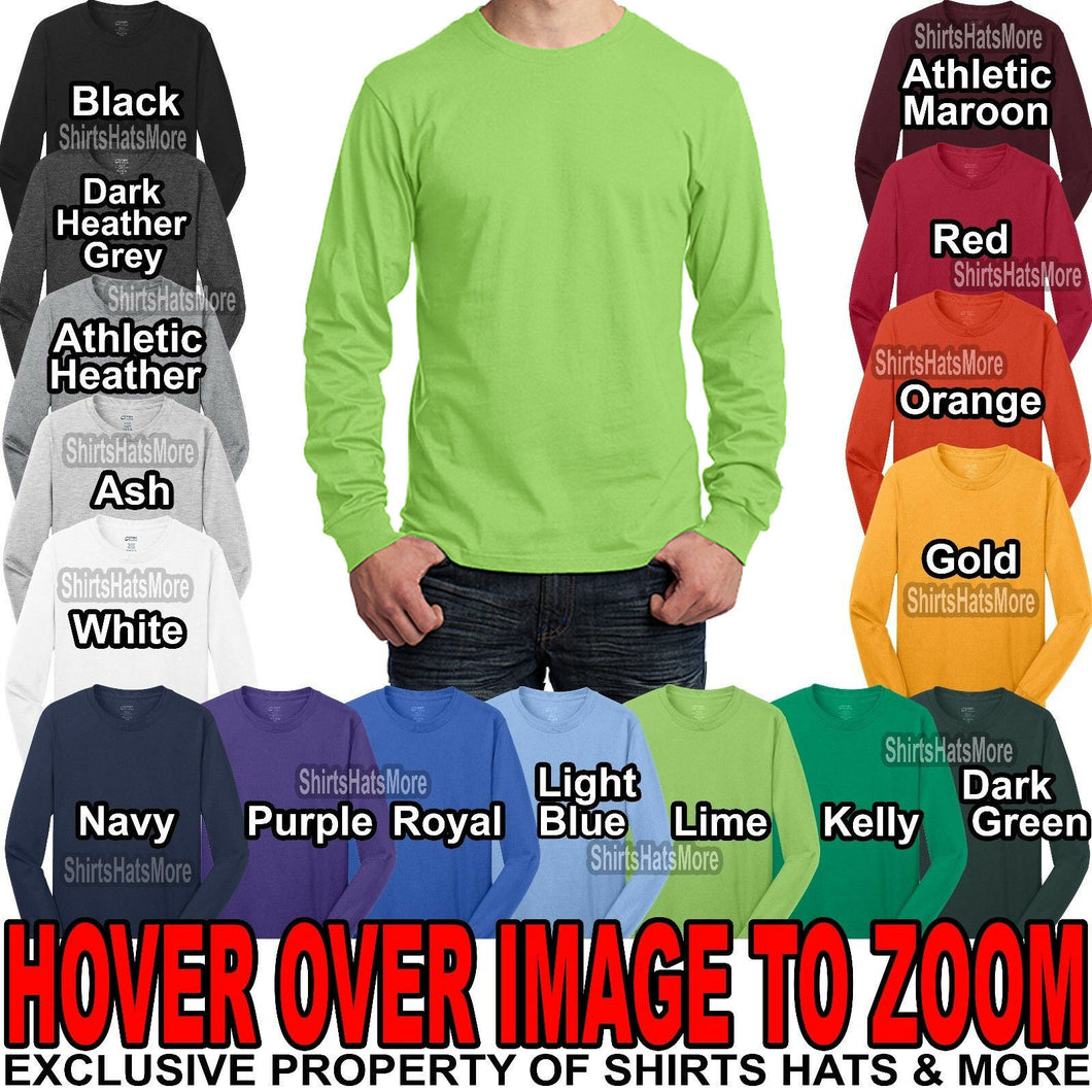 BIG MENS Long Sleeve T-Shirt 100% PRESHRUNK Cotton Crewneck 2XL, 3XL, 4XL NEW