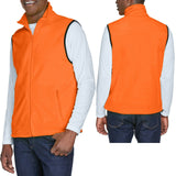 Mens Polar Fleece Vest Safety Yellow Orange Sleeveless Jacket Warm S-2XL 3XL 4XL