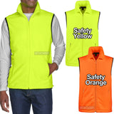 Mens Polar Fleece Vest Safety Yellow Orange Sleeveless Jacket Warm S-2XL 3XL 4XL