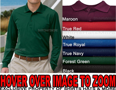 Tek Wick Mens Long Sleeve Polo Golf Shirt Moisture Wicking XS - XL 2X 3X 4X  NEW
