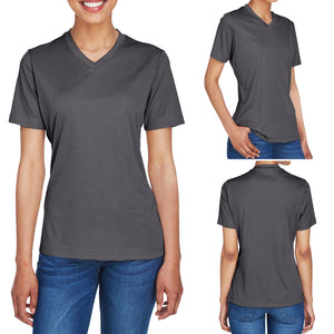 Ladies Plus Size Moisture Wicking T-Shirt Heather V-Neck Womens Tee XL, 2XL, 3XL
