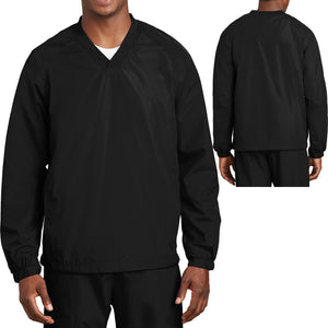 BIG MENS Lined V-Neck Pocket Wind Shirt Jacket Golf Baseball XL, 2X, 3X, 4X NEW