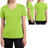 Ladies Moisture Wicking T-Shirt V-Neck Dry Fit Womens Tee Top XS-4XL NEW