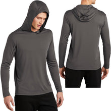 Load image into Gallery viewer, Mens Long Sleeve Hoodie T-Shirt Lightweight Moisture Wicking Exercise XS-4XL NEW