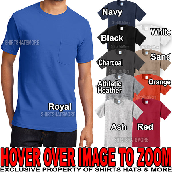 Mens Tall T-Shirt with Pocket PRESHRUNK Heavy Cotton LT XLT, 2XLT, 3XL, 4XLT NEW