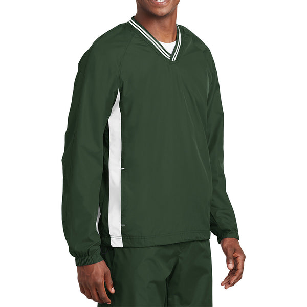 Wind Shirt Jacket Mens V Neck Lined Sport Tek Pockets XS-4X Golf Baseball