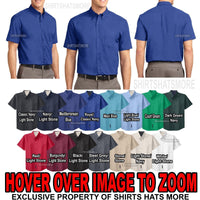 Mens Short Sleeve Shirt W/ Pocket Easy Care Button Down Collar XS-XL 2XL 3XL 4XL