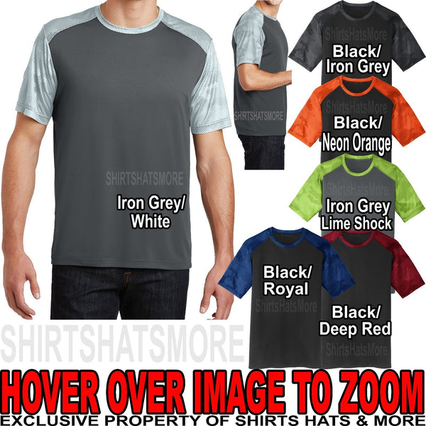 Mens Digi Camo Sleeve T-Shirt Two Tone Moisture Wicking Dri Fit XS-XL 2XL 3X 4X