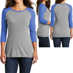 Ladies 3/4 Sleeve T-Shirt Raglan Tri Blend Tee Womens XS-XL 2XL, 3XL, 4XL NEW