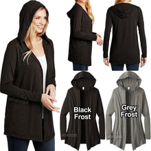 Load image into Gallery viewer, Ladies Plus Size Long Sleeve Hoodie Cardigan TriBlend XL 2XL 3XL 4XL Lightweight