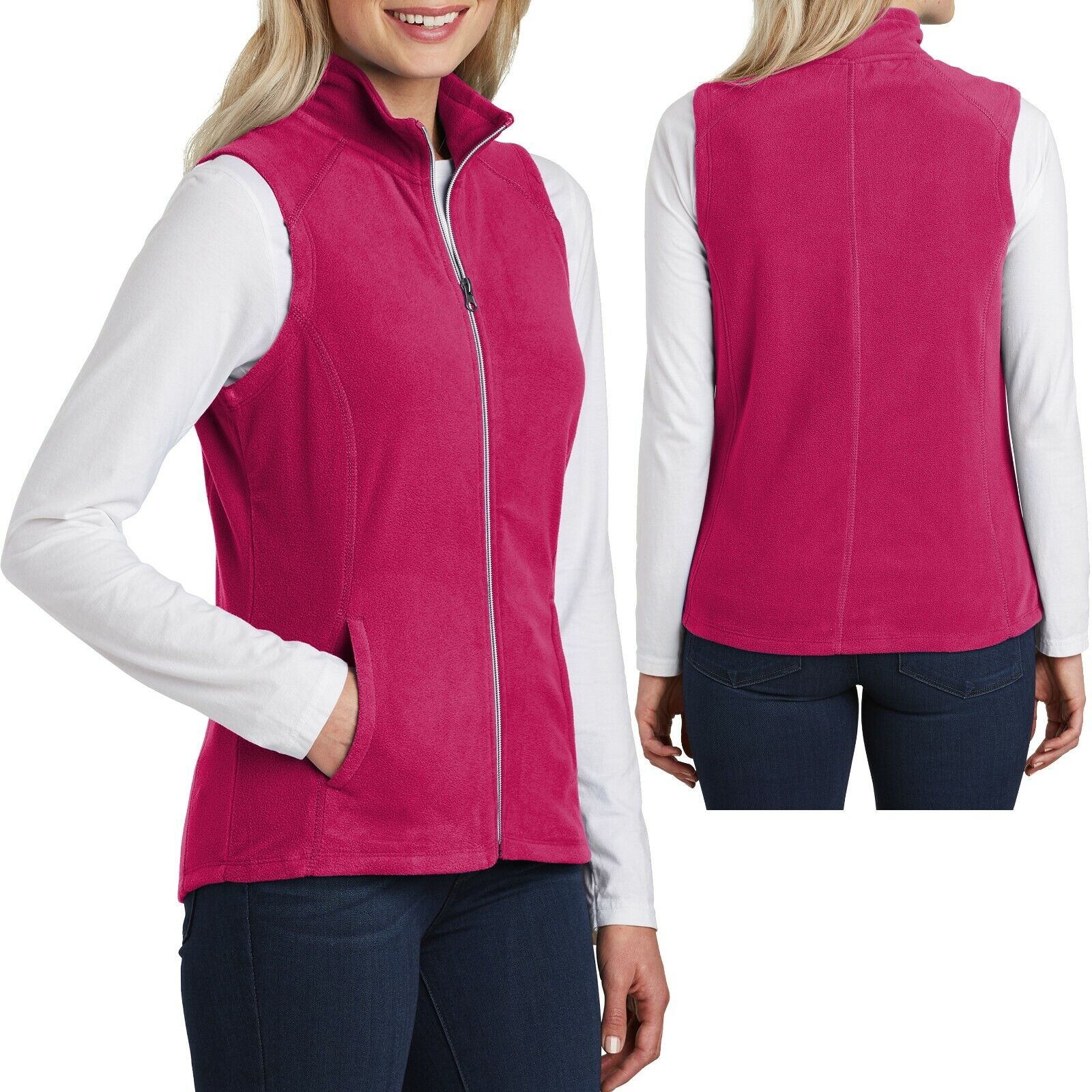 Ladies Plus Size Polar Fleece Vest With Pockets Warm Womens XL