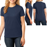 Womens Plain Basic Crew Neck T-Shirt Ladies Cotton Feminine Fit Top XS S M L XL