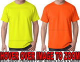 Hanes MENS T-Shirt Safety Green Yellow Orange S M L XL 2X 3X, 4X, 5X, 6X NEW!
