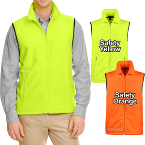 BIG MENS Polar Fleece Vest Safety Yellow Orange Sleeveless Jacket XL 2X 3XL 4XL