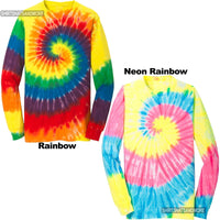 Mens LONG SLEEVE Tie Dye Neon, Rainbow T-Shirt Cotton Tye Die Tee S-XL 2X 3X 4X