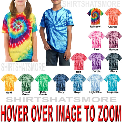 Youth Tie Dye T-Shirt Spiral XS,S,M,L,XL Boys Girls Kids Tye Died NEW