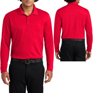 Mens Micro Mesh Long Sleeve Polo Shirt Moisture Wick Perfomance XS-XL 2X 3X 4X