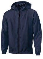 Mens Hooded Full Zip Jacket Windbreaker with Pockets Water Resistant NAVY 2XL