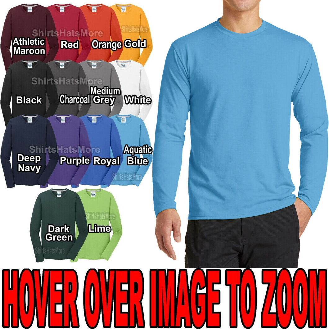 BIG MENS Long Sleeve T-Shirt Soft Poly/Cotton Performance 2XL, 3XL, 4XL NEW